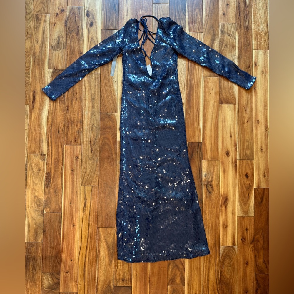 NWT sold out on Anthropology- Bardot Navy Sequin Dress size 6